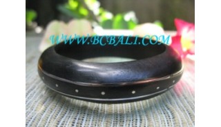 Black Wooden Bangles with Steel Fashion